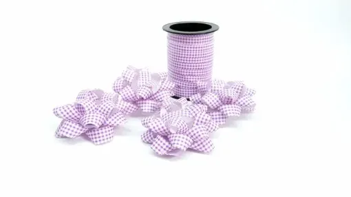 Imagen de Set de cinta y cocardas a cuadros RB9635 color violeta