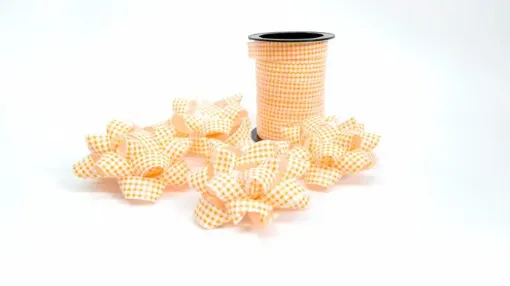 Imagen de Set de cinta y cocardas a cuadros RB9635 color naranja