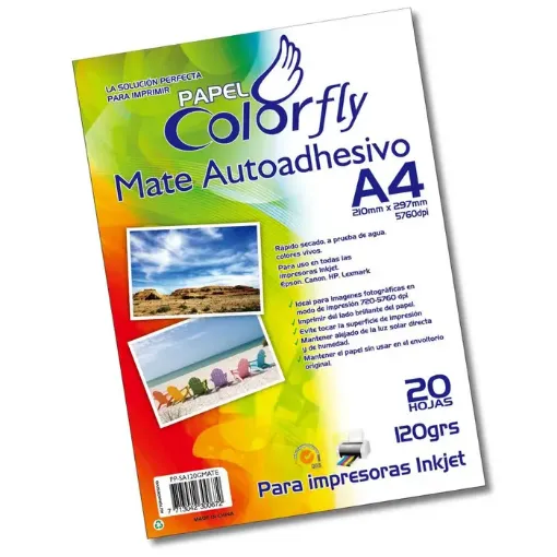 Imagen de Papel fotografico adhesivo mate "COLORFLY" A4 120grs. *20 unidades
