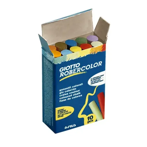 Imagen de Tiza en barra "GIOTTO" ROBERCOLOR de colores caja de 10 unidades