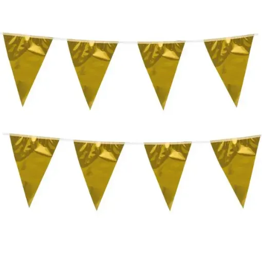 Imagen de Banderines metalizados de 17*20cms. Con cinta color oro