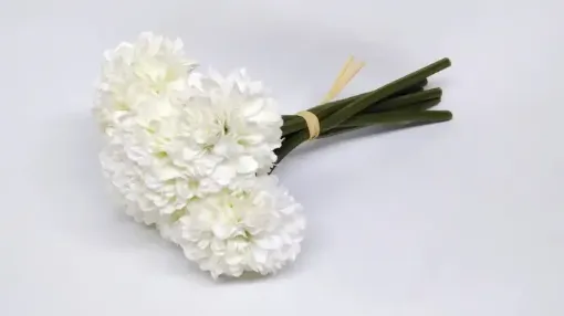 Imagen de Atado de flores artificiales Crisantemos con 6 varas de 20cms color Blanco