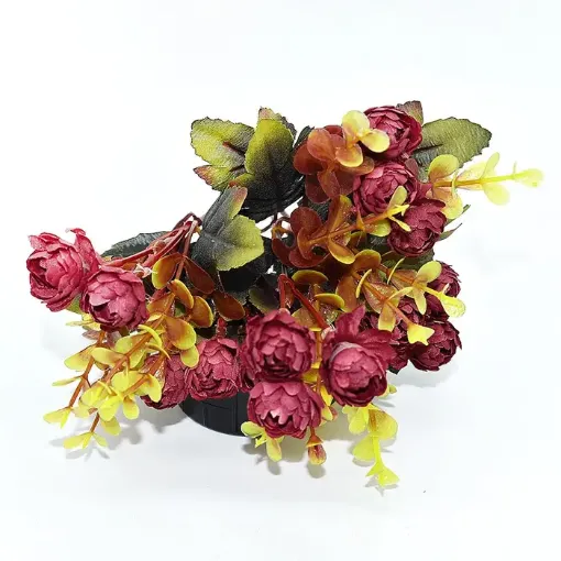 Imagen de Ramo de flores artificiales mini crisantemos cerrados de 20cms 13 flores color Bordeaux