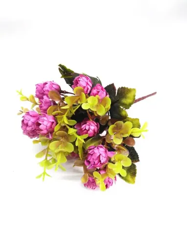 Imagen de Ramo de flores artificiales mini crisantemos cerrados de 20cms 13 flores color Fucsia