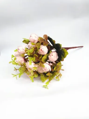 Imagen de Ramo de flores artificiales mini crisantemos cerrados de 20cms 13 flores color Rosado claro