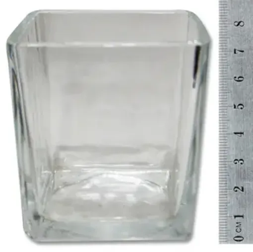 Imagen de Portavela de vidrio cuadrado de 6*7.5cms. EB939