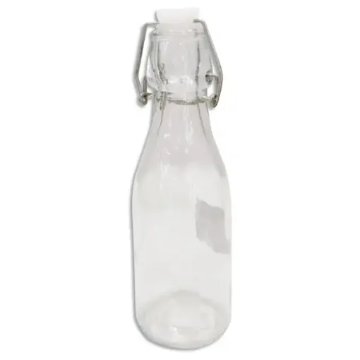 Imagen de Botella de vidrio con tapa hermetica cierre metalico de 6x20cms FE573