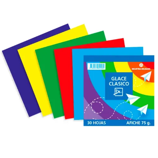 Imagen de Papel Glace 75grs "DL" paquete de 30 hojas de 11x11cms de colores Clasicos