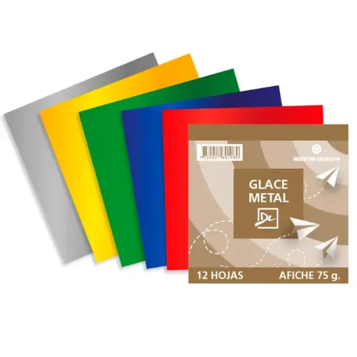 Imagen de Papel Glace 75grs "DL" paquete de 12 hojas de 11x11cms de colores Metalicos