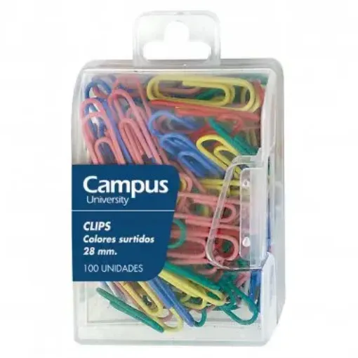 Imagen de Clips CAMPUS colores surtidos 28mm Caja por 100 unidades
