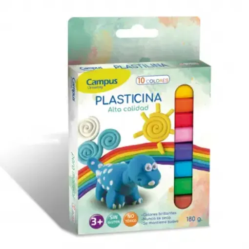 Imagen de Plasticina en barra 180grs. CAMPUS en caja *10 colores