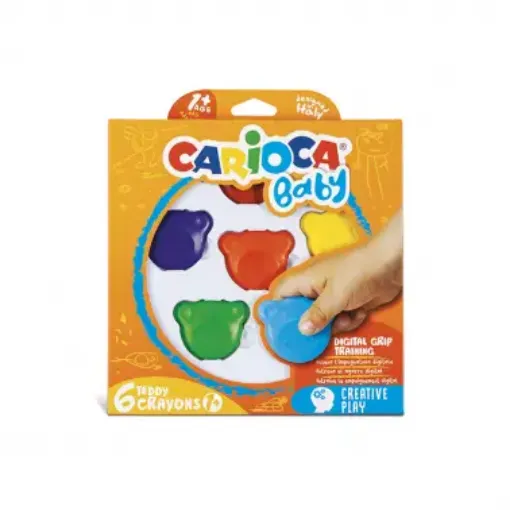 Imagen de Ceras crayons de colores con forma oso CARIOCA BABY set de 6 Colores