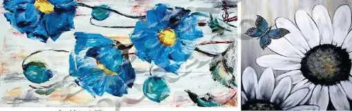 Imagen de Lamina para sublimacion "ENSUENO DORADO" de 34x100cms Grupo A modelo flores azules