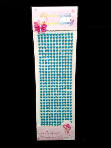 Imagen de Sticker "SAY IT IN CRYSTALS" Medias perlas chicas 384 unidades de 5mms. turquesa