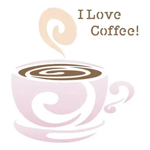 Imagen de Stencil marca LITOARTE de 10x10cms. cod.STX-262 I love Coffee