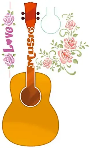 Imagen de Stencil marca "LITOARTE" 21x34 cms. cod.ST-388 Guitarra Love