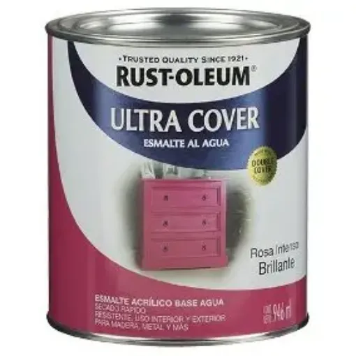 Imagen de Esmalte al agua RUST-OLEUM Ultra Cover Brochable lata de 0,946 lts. color Rosa intenso brillante