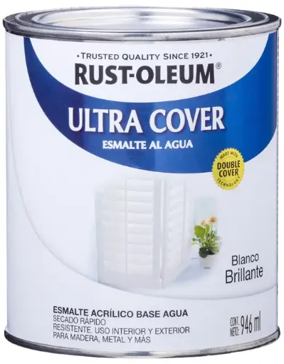 Imagen de Esmalte al agua RUST-OLEUM Ultra Cover Brochable lata de 0,946 lts. color Blanco brillante