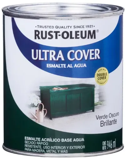Imagen de Esmalte al agua RUST-OLEUM Ultra Cover Brochable lata de 0,946 lts. color Verde oscuro brillante