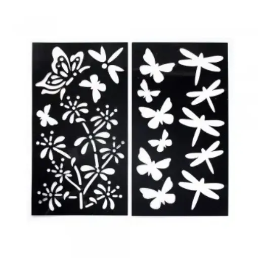 Imagen de Stencil Little Birdie 2 plantillas diferentes de 10*18cms. CR53238 modelo mariposas 