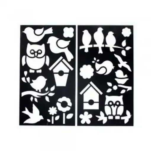 Imagen de Stencil Little Birdie 2 plantillas diferentes de 10*18cms. CR53234 modelo decoracion aves y jardin