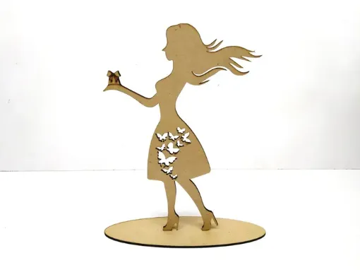Imagen de Mujer con base de MDF corte laser con regalo de perfil de 11*20cms.