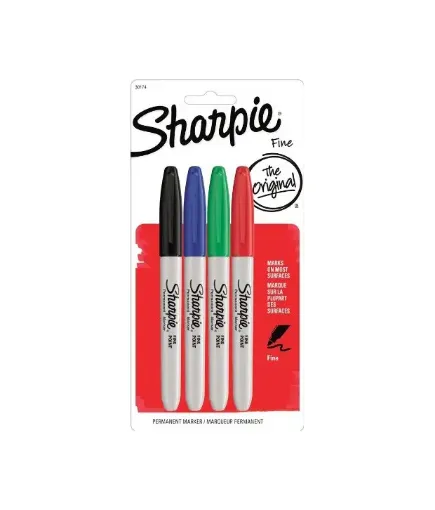 Imagen de Set de 4 marcadores permanentes finos "SHARPIE" set de 4 colores basicos