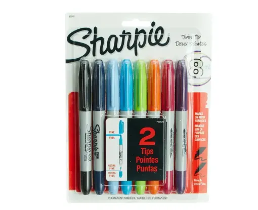Imagen de Marcadores permanentes "SHARPIE" Twin Tip doble punta fina y ultra fina set de 8 colores