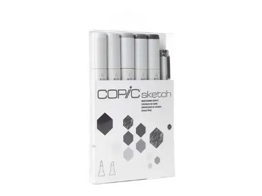 Imagen de Set de marcadores profesionales COPIC SKETCH alcohol doble punta set de 6 tonalidades de gris