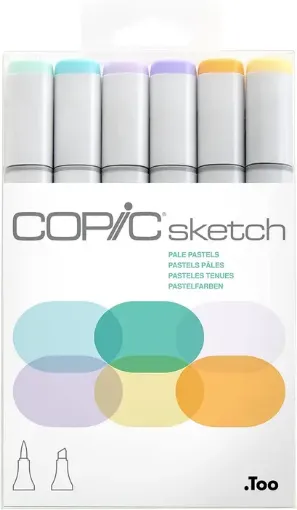Imagen de Set de marcadores profesionales COPIC SKETCH alcohol doble punta set de 6 colores pasteles