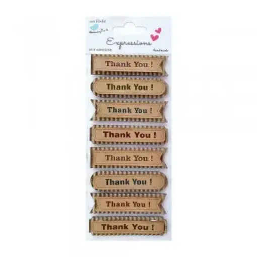 Imagen de Apliques Little Birdie Eticketas sticker de carton corrugado de 6.5cms Thankyou *8 piezas