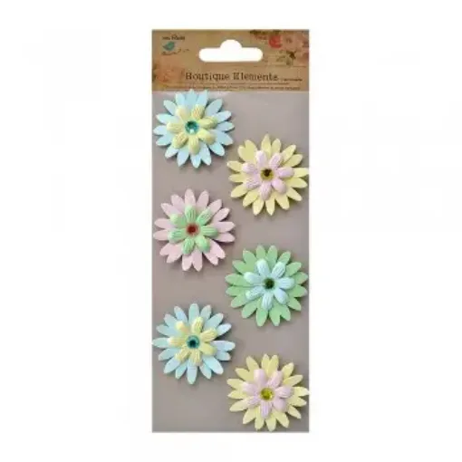Imagen de Apliques Little Birdie flores Daisies 4cms. con centro gema *6 piezas