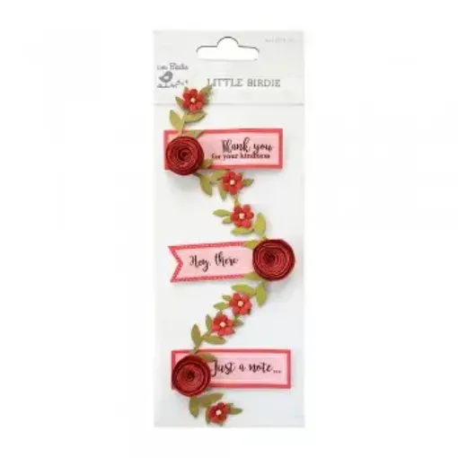 Imagen de Apliques Little Birdie Sticker adhesivo Say it with rose cherry *3 piezas