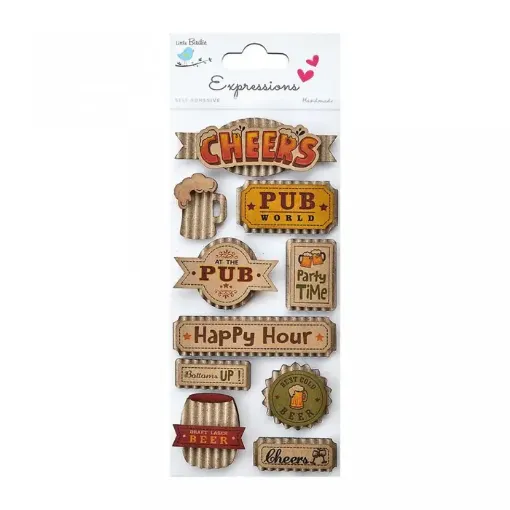 Imagen de Apliques Little Birdie Etiquetas de carton corrugado "Pub World" *10 piezas