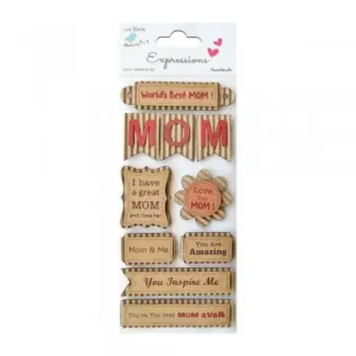 Imagen de Apliques "Little Birdie" Etiquetas adhesivas "Mom" de carton corrugado kraft *10 piezas