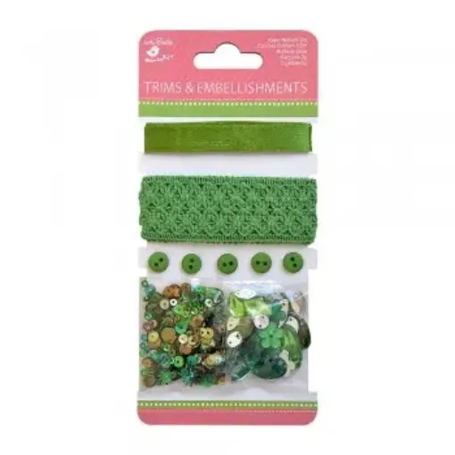 Imagen de Set de Cinta, puntilla, botones, cristales "Little Birdie" color verde