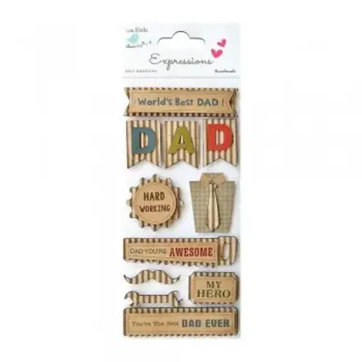 Imagen de Apliques "Little Birdie" Etiquetas adhesivas "Dad" de carton corrugado kraft *11 piezas