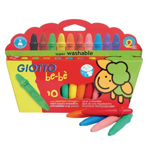 Imagen de Crayones crayolas super lavables ceras "GIOTTO" be-be  caja de 10 colores