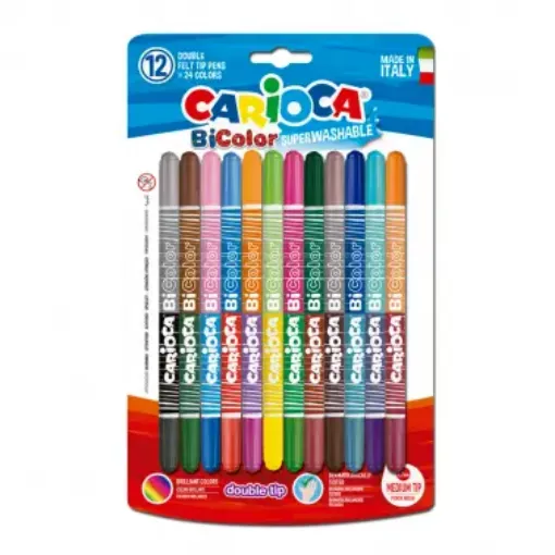 Imagen de Marcadores finos Carioca BiColor Blister x 12 marcadores de 24 colores
