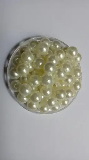 Imagen de Perlas con agujero sueltas de color blanco perlado en paquete de 25grs medida 10mms