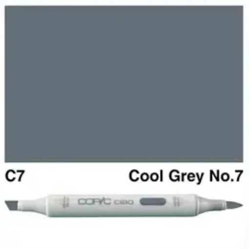 Imagen de Marcador profesional COPIC CIAO alcohol doble punta color C7 Cool Gray nro.7
