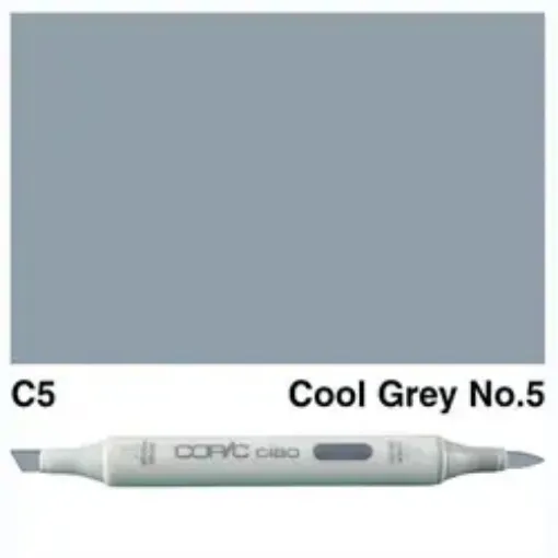 Imagen de Marcador profesional COPIC CIAO alcohol doble punta color C5 Cool Gray nro.5