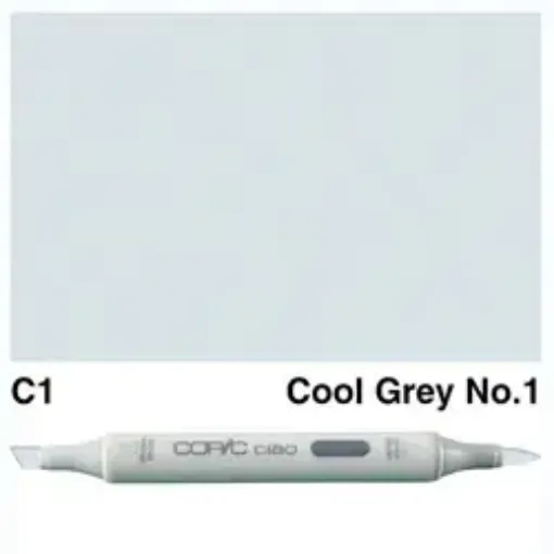 Imagen de Marcador profesional COPIC CIAO alcohol doble punta color C1 Cool Gray nro.1