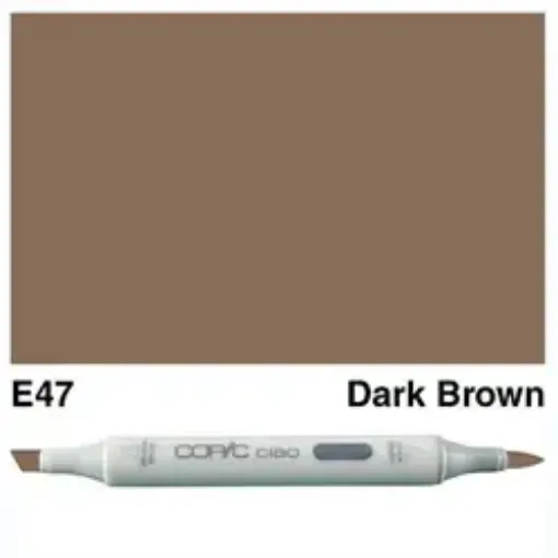 Imagen de Marcador profesional COPIC CIAO alcohol doble punta color E47 Dark Brown