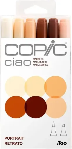 Imagen de Set de marcadores profesional COPIC CIAO alcohol doble punta set de 6 colores tonalidades piel retratos