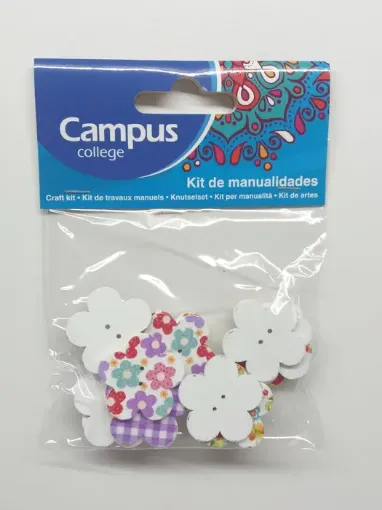 Imagen de Confetti "CAMPUS" botones flores de madera *15 unidades