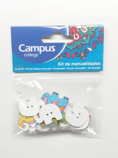 Imagen de Confetti "CAMPUS" botones elefantes de madera *15 unidades