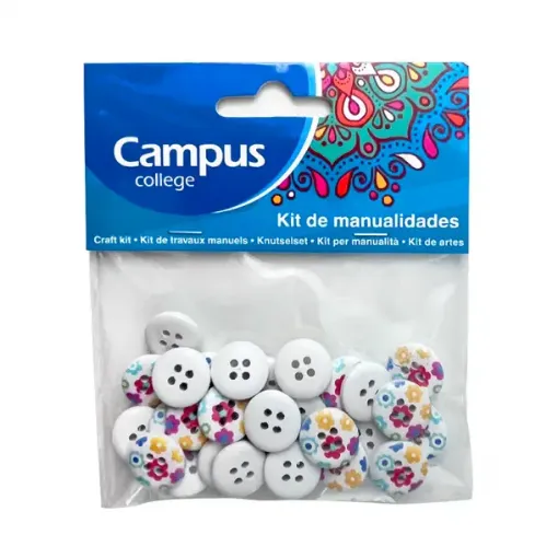Imagen de Confetti "CAMPUS" botones decorados de 15mms x30 unidades