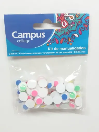Imagen de Ojitos plasticos "CAMPUS" de colores 12mms por 80 unidades