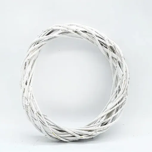 Imagen de Aro rosca corona de mimbre fina de 20cms. importada 3cms. de espesor color blanco